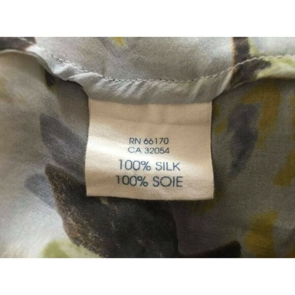 ANTHROPOLOGIE Edme & Esyllte 100% Silk Blouse Top Size S Semi Sheer Gray Floral - Picture 7 of 7